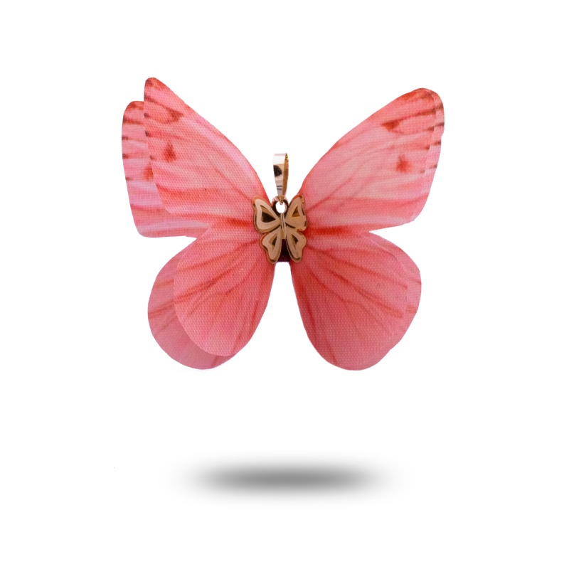 آویز طلا زنانه پروانه پارچه ای 4 پر پوست پیازی
